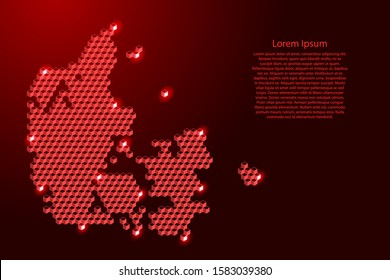 Denmark map from 3D red cubes isometric abstract concept, square pattern, angular geometric shape, for banner, poster. Vector illustration.