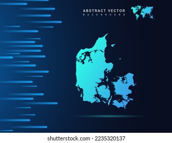 Denmark map with abstract blue background technology.