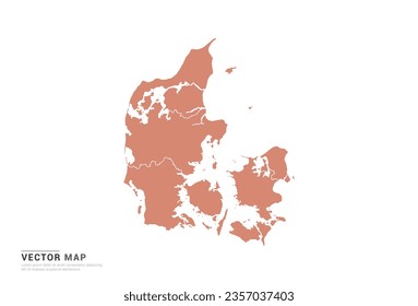 Mapa de Dinamarca - naranja de estilo abstracto aislado en fondo blanco para vector de diseño.