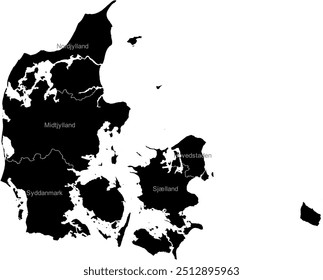 DINAMARCA MAPA con sus divisiones administrativas y regiones