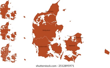 DENMARK MAP with its administrative divisions and regions