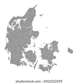 Denmark map with administrative divisions. Vector illustration.