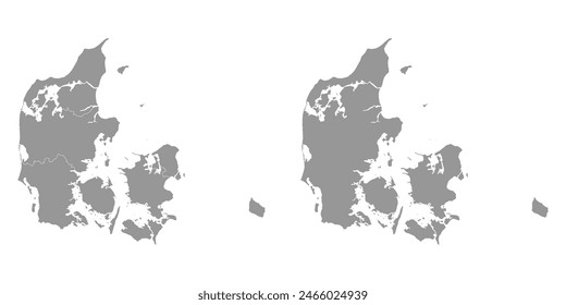 Mapa de Dinamarca con divisiones administrativas. Ilustración vectorial.