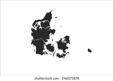 Denmark Map black Color on White Backgound