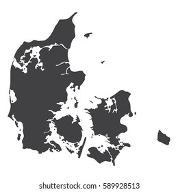 Denmark map in black on a white background. Vector illustration