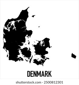 Denmark Map - black World Map International vector template with High detailed isolated on white background - Vector