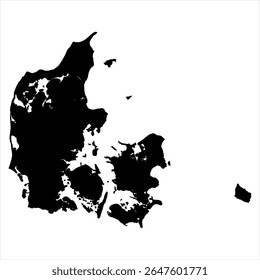 Mapa da Dinamarca - modelo vetorial internacional do mapa do mundo preto com alto detalhe isolado no fundo branco - Vetor