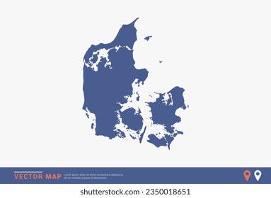 Mapa de Dinamarca - estilo abstracto azul aislado en fondo blanco para infografía, vector de diseño.