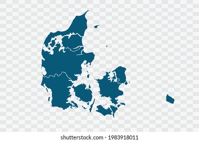 Denmark map blue Color on Backgound png