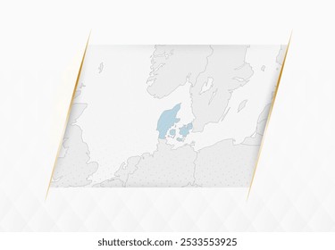 Denmark Map in Blue with Gold Framed Accents. Modern Vector Map of Denmark. Vector Illustration.