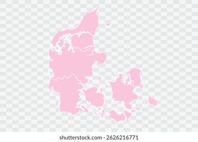 Denmark Map Blush Color on White Background quality files Png