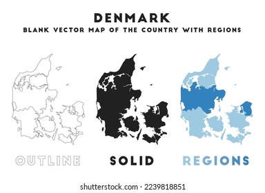 Denmark map. Borders of Denmark for your infographic. Vector country shape. Vector illustration.