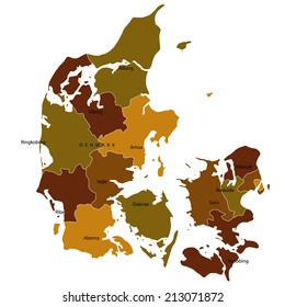 Denmark map brown