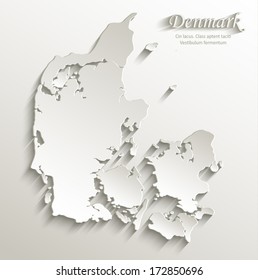 Denmark map card paper 3D natural vector 
