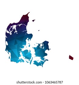 Denmark map - Colorful Polygonal map of Denmark rumpled triangular low poly style gradient graphic background , Vector illustration eps 10.
