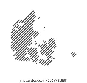 Denmark - Map of the country formed by lines. Vector Illustration.