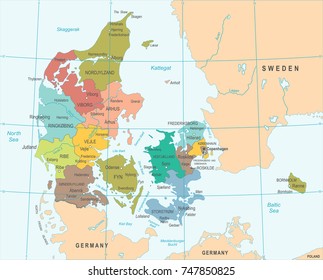 Denmark Map - Detailed Vector Illustration