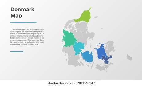 Denmark Map Divided Into Administrative Regions Stock Vector (Royalty ...