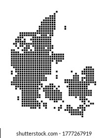 Denmark map. Map of Denmark in dotted style. Borders of the country filled with rectangles for your design. Vector illustration.