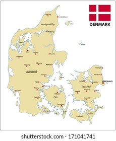 Denmark Map With Flag