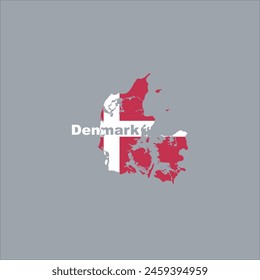 Denmark map and flag color design on gray background