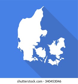 Denmark map flat simple style with long shadow.