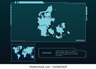 Mapa de Dinamarca Fondo de la colección de elementos del mapa de infografía futurista