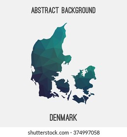 Denmark map in geometric polygonal style.Abstract tessellation,modern design background. Vector illustration EPS8