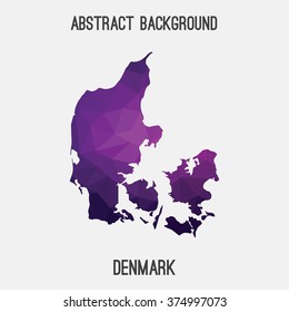Denmark map in geometric polygonal style.Abstract tessellation,modern design background. Vector illustration EPS8