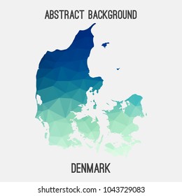 Denmark map in geometric polygonal,mosaic style.Abstract tessellation,modern design background,low poly. Geometric cover, mockup. Vector illustration.