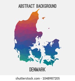 Denmark map in geometric polygonal,mosaic style.Abstract tessellation,modern design background,low poly. Geometric cover, mockup. Vector illustration.