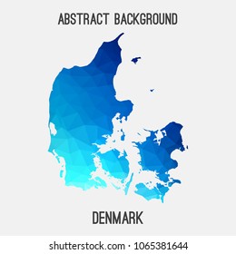 Denmark map in geometric polygonal,mosaic style.Abstract tessellation,modern design background,low poly. Geometric cover, mockup. Vector illustration.