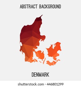 Denmark map in geometric polygonal,mosaic style.Abstract tessellation,modern design background. Vector illustration EPS8