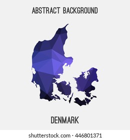 Denmark map in geometric polygonal,mosaic style.Abstract tessellation,modern design background. Vector illustration EPS8