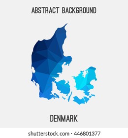 Denmark map in geometric polygonal,mosaic style.Abstract tessellation,modern design background. Vector illustration EPS8