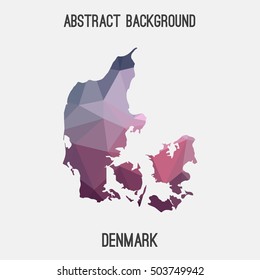 Denmark map in geometric polygonal,mosaic style.Abstract tessellation,modern design background,low poly. Vector illustration.