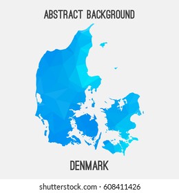 Denmark map in geometric polygonal,mosaic style.Abstract tessellation,modern design background,low poly. Vector illustration.