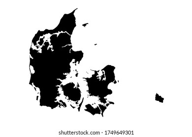 Denmark map with gray tone on  white background,illustration,textured , Symbols of Denmark,vector illustration
