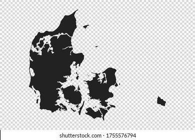 Denmark map with gray tone on   png or transparent  background,illustration,textured , Symbols of Denmark,vector illustration