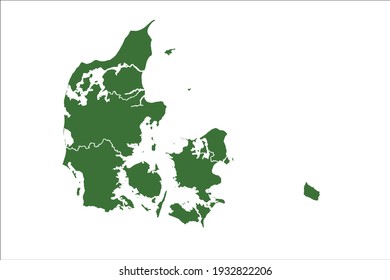 Denmark Map Green Color on White Backgound