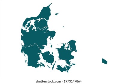 Denmark Map Green Color on White Backgound