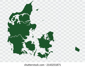 Denmark map Green Color on White Backgound Png
