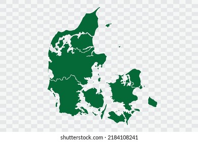 Denmark Map green Color on White Background quality files Png