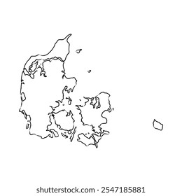 Denmark map hand drawn sketch. Country map for infographic. Vector