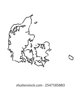 Denmark map hand drawn sketch. Country map for infographic. Vector