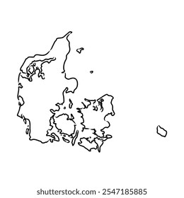 Denmark map hand drawn sketch. Country map for infographic. Vector