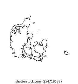 Denmark map hand drawn sketch. Country map for infographic. Vector