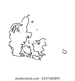 Denmark map hand drawn sketch. Country map for infographic. Vector