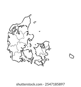 Denmark map hand drawn sketch. Country map for infographic. Vector