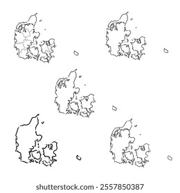 Denmark map hand drawn sketch. Country map for infographic. Vector